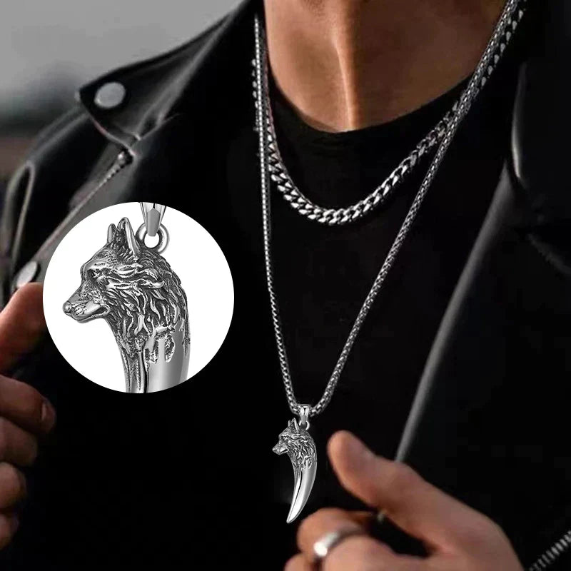 Maliben | Wolf's Head Necklace Made Of Titanium Steel