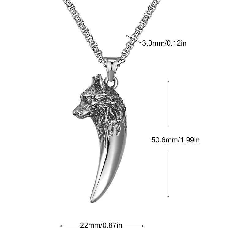 Maliben | Wolf's Head Necklace Made Of Titanium Steel