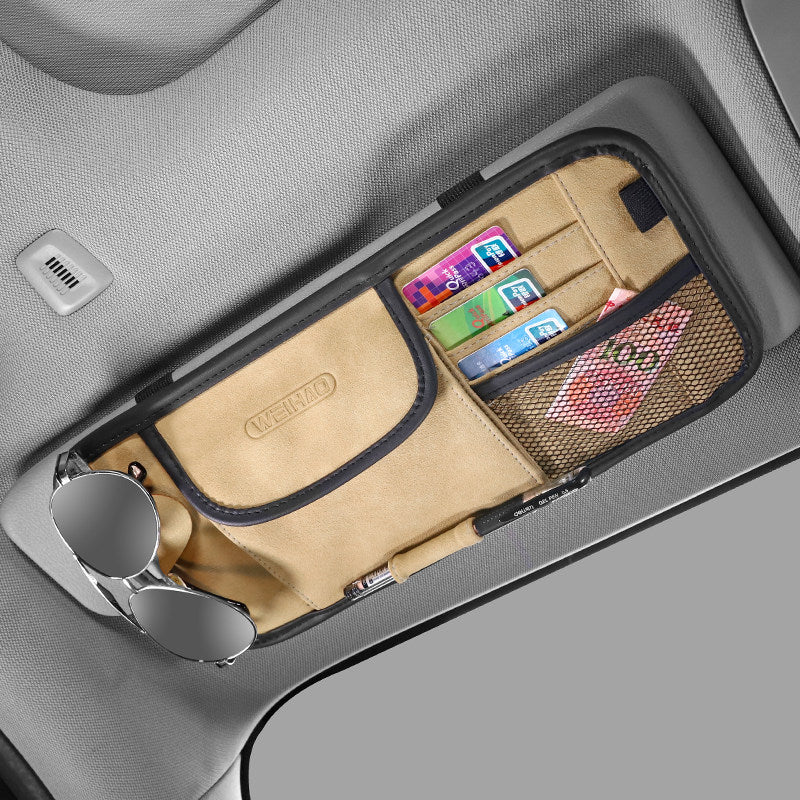 Maliben | Multi-Pocket Car Sun Visor Organizer, For Sunglasses, Cards, Pen, Cash & More