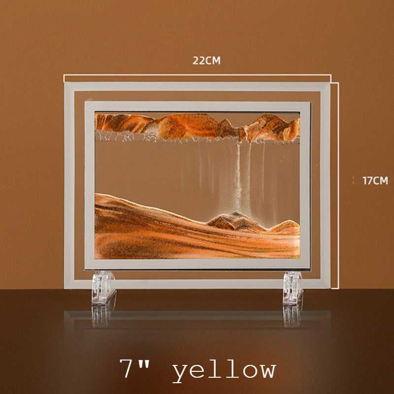 Maliben | Dynamic Glass Framed Moving Sand Nature Landscape, For Desktop, Home, Office, Decor