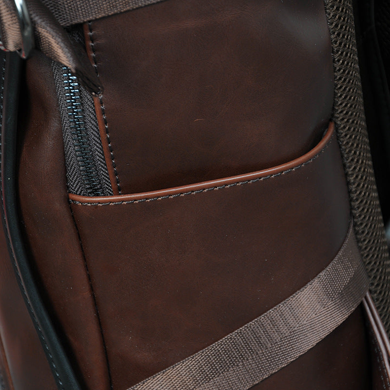 Maliben | Brown Business Leather Backpack, With Easy-To-Carry Top HAndle For Travel, Work and Outdoors