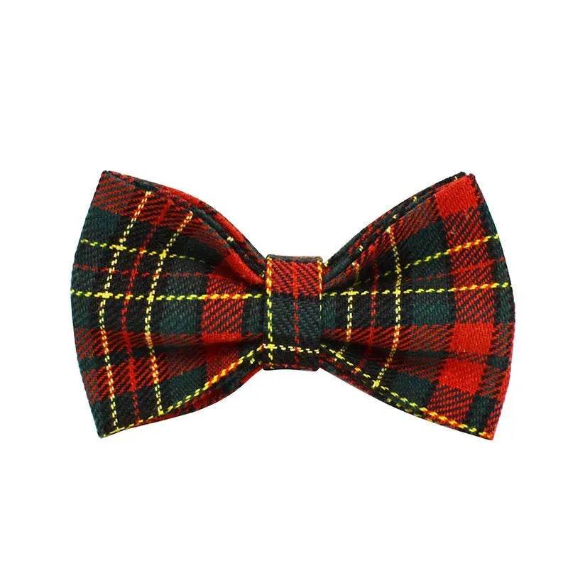 Maliben | Christmas Pet Collar Plaid With Green Background Dog Rope Leash Suit
