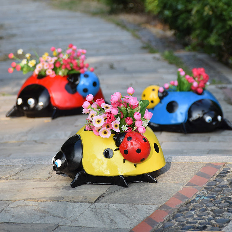 Maliben | Metal Ladybug Flower Pot