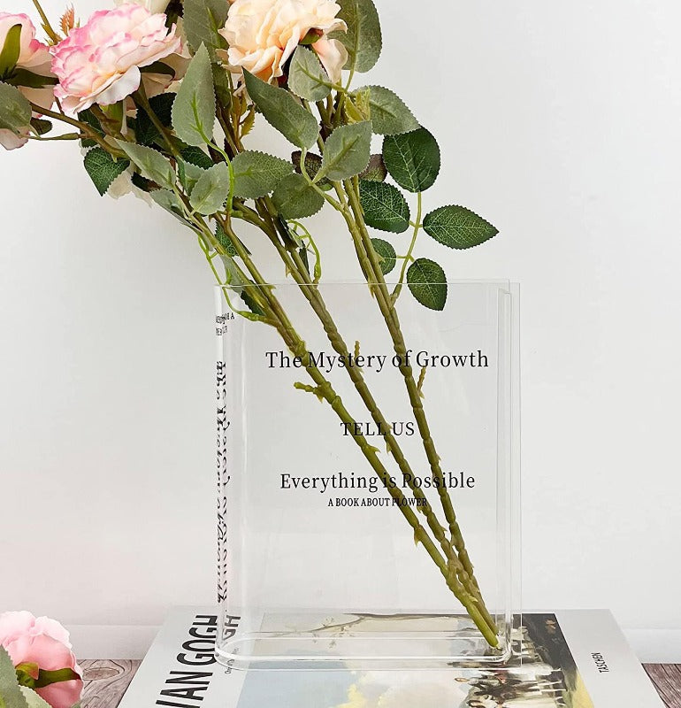 Maliben | Acrylic Book Vase – Modern Decorative Flower Holder