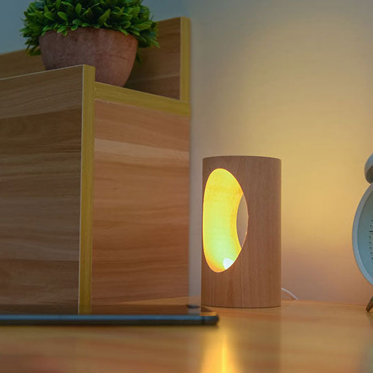 Maliben | Japanese Solid Wood Rectangular Column Led Night Lamp Usb Table Lamp