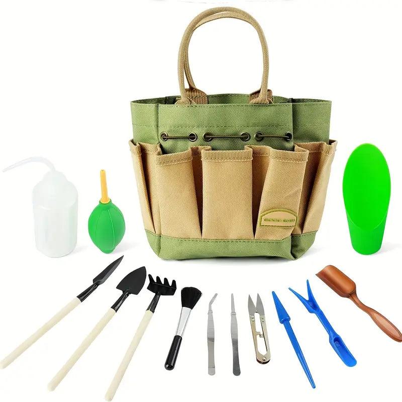 Maliben | Planturo Mini Garden Tool Set | 13-Piece | For Bonsai, Succulents & Houseplants | With Organizer Bag
