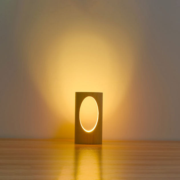 Maliben | Japanese Solid Wood Rectangular Column Led Night Lamp Usb Table Lamp