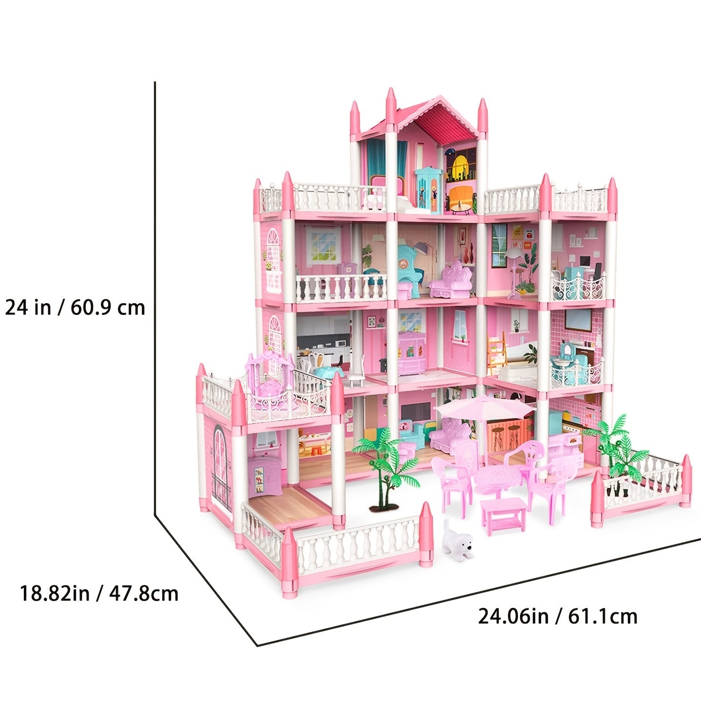 Maliben | Wonderland Dollhouse | Magical Mini World - Diy Princess Castle With Led Lighting