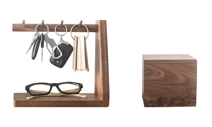Maliben | Solid Wood Key Organizer With 6 Key Hooks And Storage PlatForm, No Installation Required, Suitable for Storing Keys, Glasses, Wallets And More