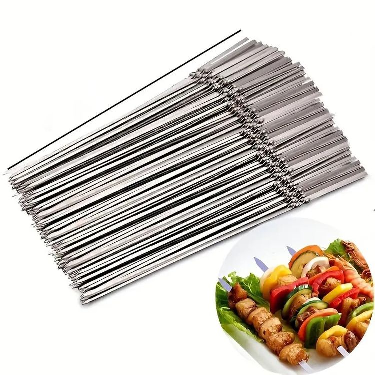Maliben | Stainless Steel Bbq Tools Grill Skewers 10 Pieces