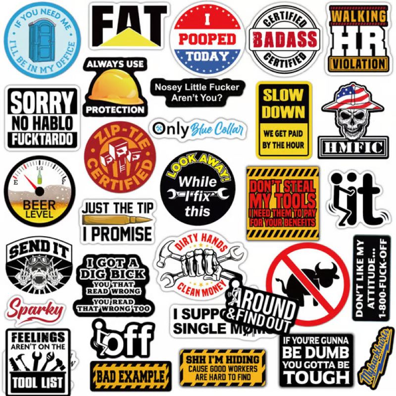 Maliben | 150 Pcs blue collar funny stickers️