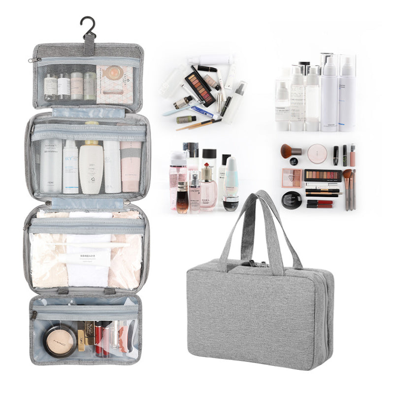 Maliben | Travelique Travel Cosmetic Organizer | Compact & Water-Repellent | With 4 Compartments & 360° Hook | For Women & Men