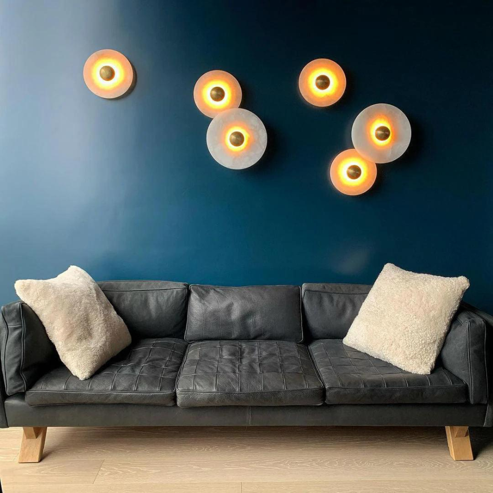 Maliben | Aurora D'or - Round Alabaster/Aluminum Wall Lamp