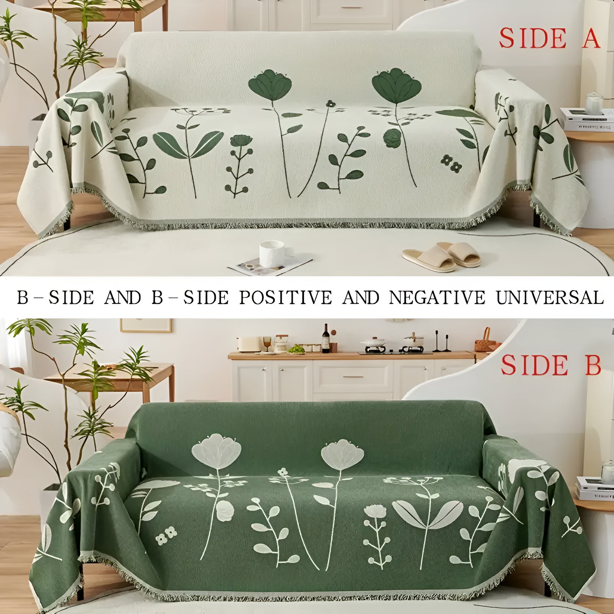 Maliben | Modern Bloom Reversible Sofa Cover