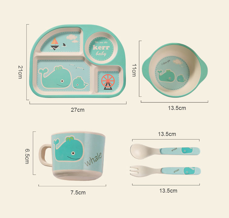 Maliben | Baby Dish Set With Cloud Design – Plate, Bowl, Cup & Cutlery For Children