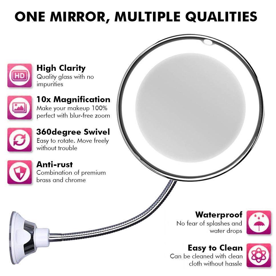 Maliben | 10x Zoom Led Makeup Mirror