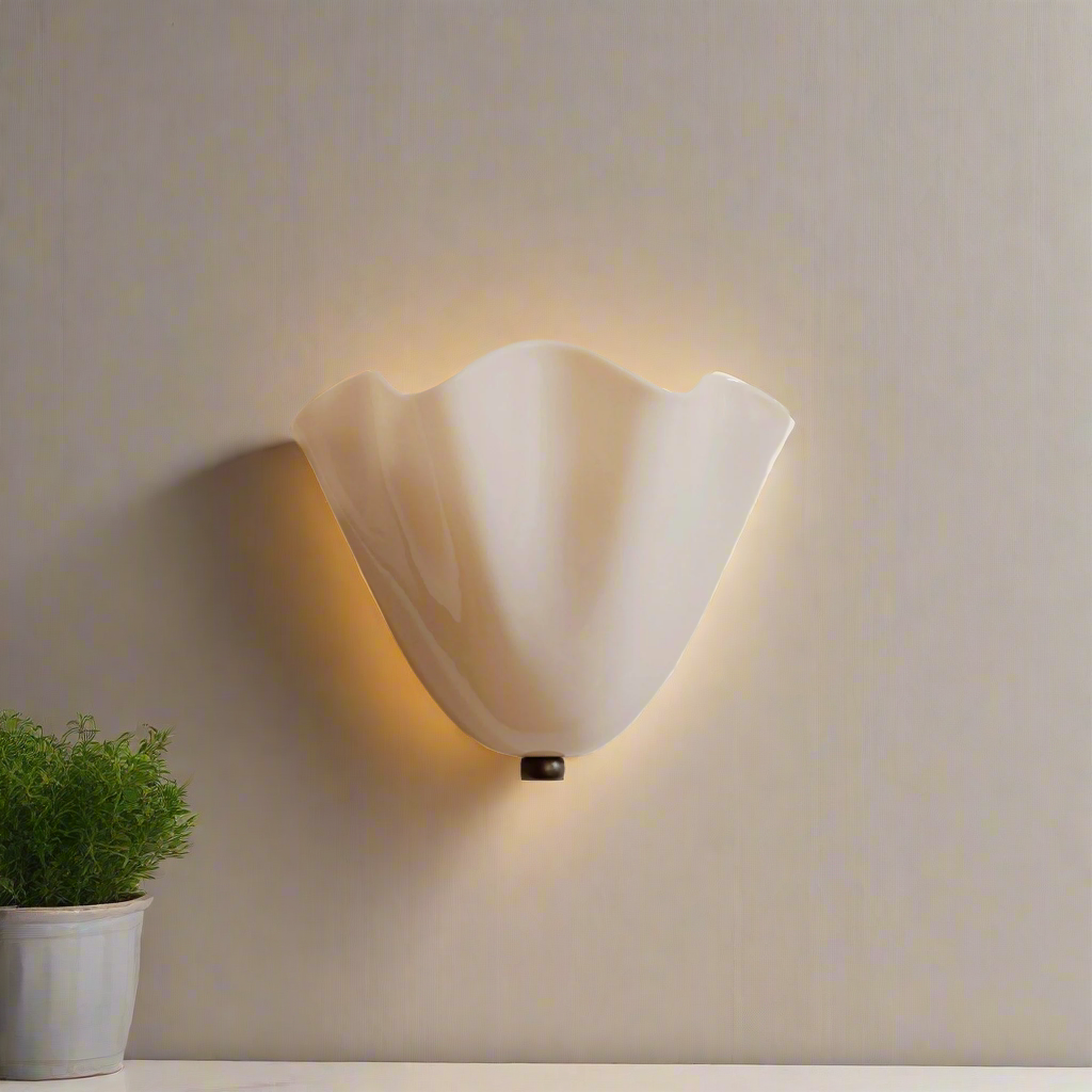 Maliben | Retro Wall Lamp Of Colored Glass In Skirt-Shaped Shell Pattern