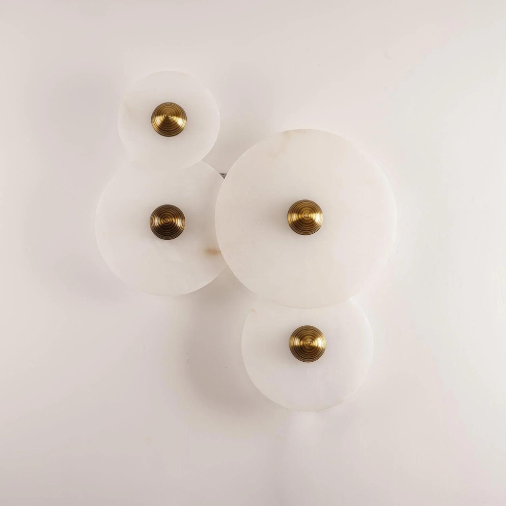 Maliben | Aurora D'or - Round Alabaster/Aluminum Wall Lamp