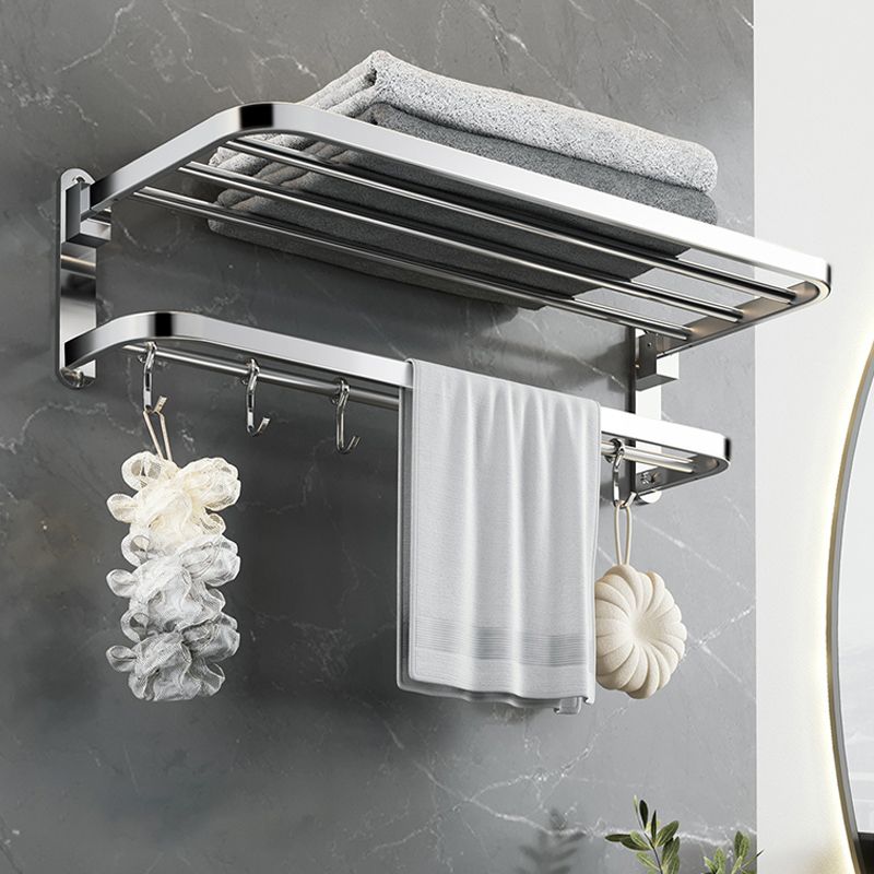 Maliben | Polished Chrome Modern Bathroom Accessory Set In Stainless Steel With Bath Shelf/Towel Bar