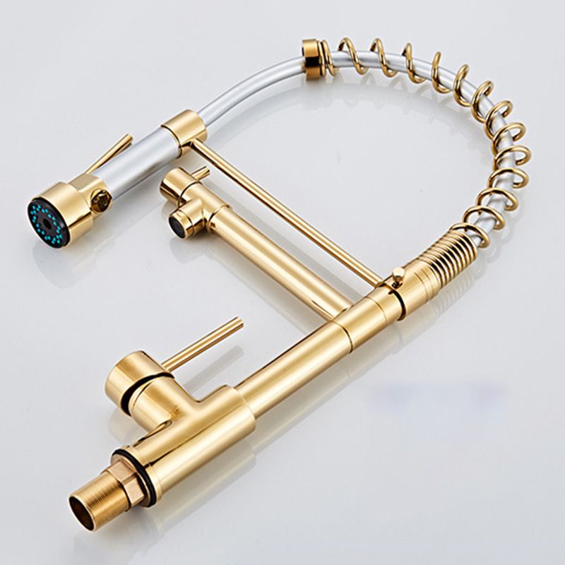 Maliben | Glam Basin Faucet Brass Lever Handles Spring Neck Three-Function Bathroom Sink Tap