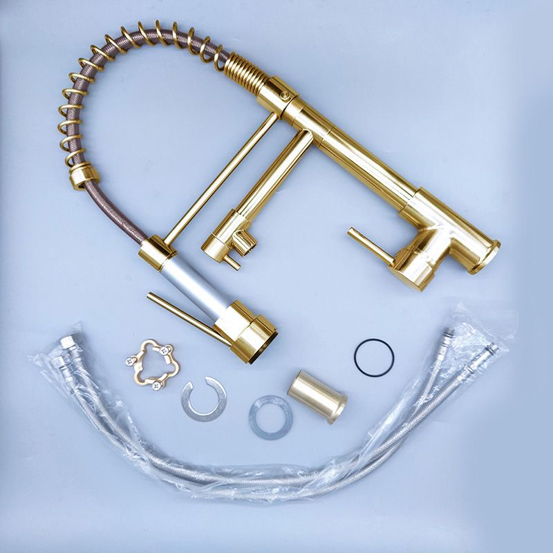 Maliben | Glam Basin Faucet Brass Lever Handles Spring Neck Three-Function Bathroom Sink Tap