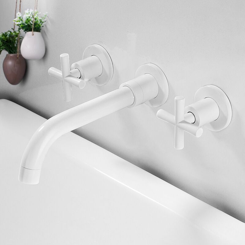 Maliben | 3 Holes Faucet 2 Cross Handle Wall-Mounted Faucet For The Bathroom