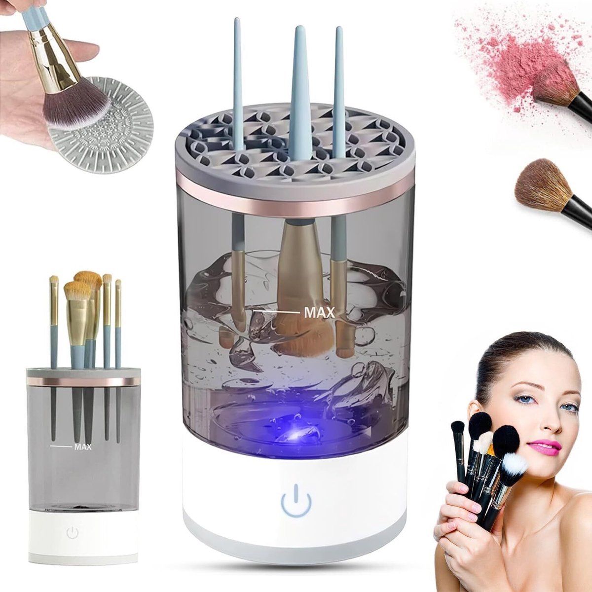 Maliben | Cleanease Automatic Makeup Brush Cleaner – 3-In-1 Portable & Rechargeable