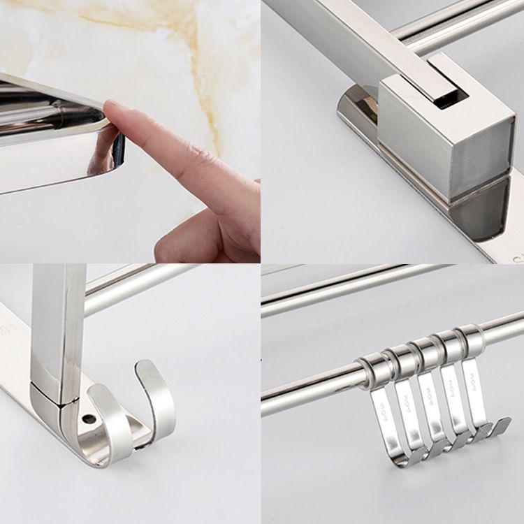 Maliben | Contemporary Bathroom Accessory Set Made Of Chrome-Plated Stainless Steel With Bathrobe Hooks/Towel Rail