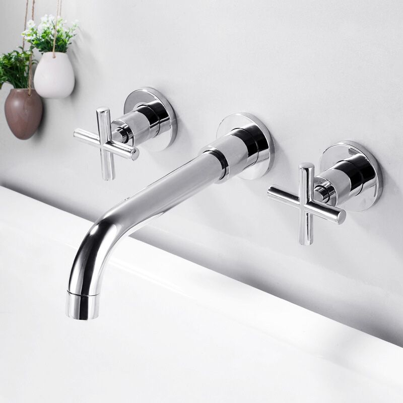 Maliben | 3 Holes Faucet 2 Cross Handle Wall-Mounted Faucet For The Bathroom