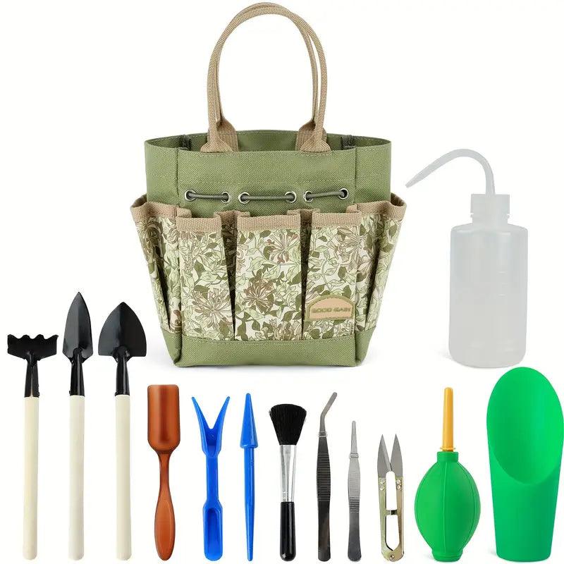 Maliben | Planturo Mini Garden Tool Set | 13-Piece | For Bonsai, Succulents & Houseplants | With Organizer Bag