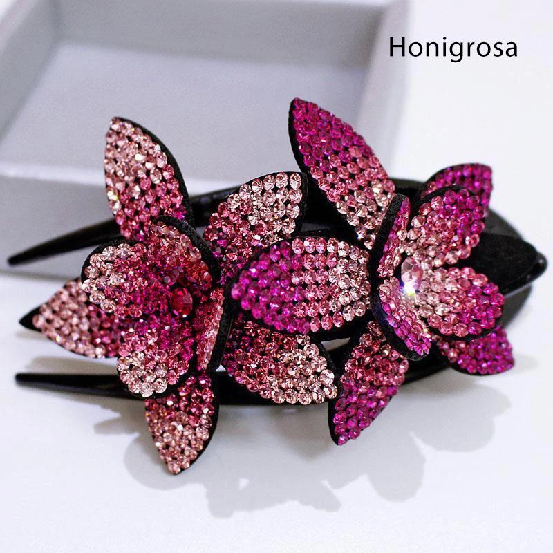 Maliben | Rhinestone Double Flower Hair Clip