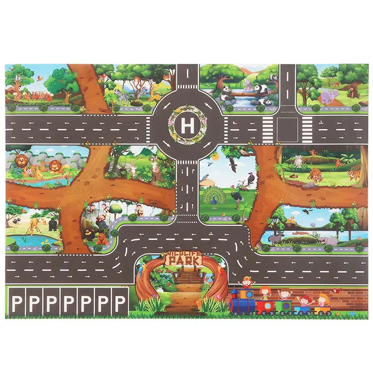 Maliben | Fun On Wheels – Traffic Play Mat For Kids