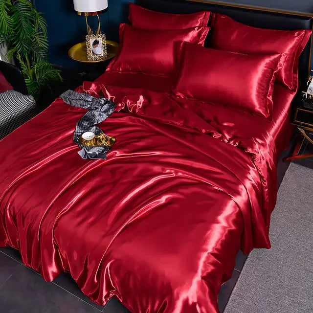 Maliben | Luxury Solid Satin Duvet Cover - Silkserenity