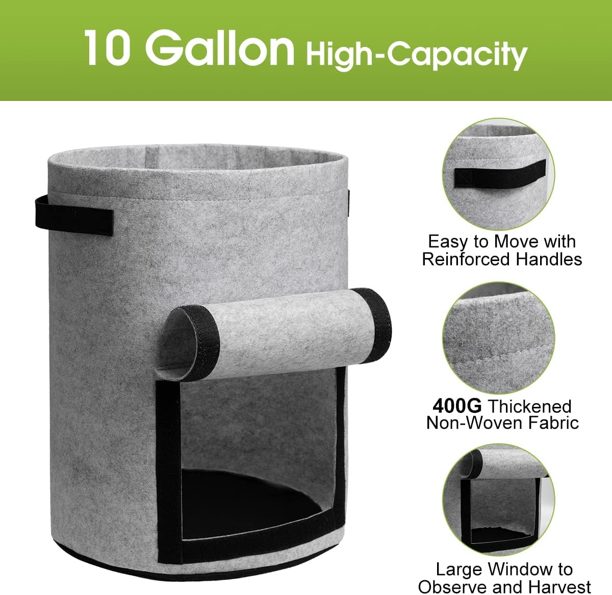 Maliben | 5/7/10/15 Gallon Potato Planting Growing Thickened Nonwoven Plant Fabric Pot Nursery Bags For Home Gardening