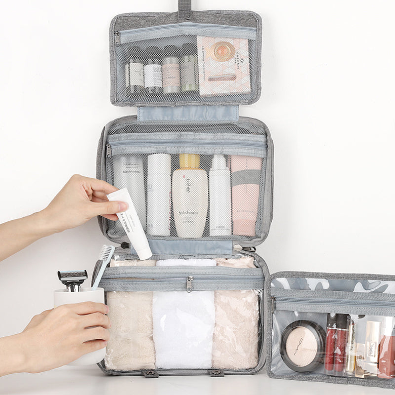 Maliben | Travelique Travel Cosmetic Organizer | Compact & Water-Repellent | With 4 Compartments & 360° Hook | For Women & Men