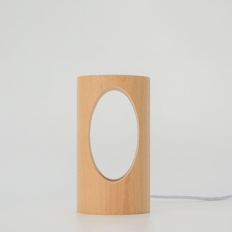 Maliben | Japanese Solid Wood Rectangular Column Led Night Lamp Usb Table Lamp