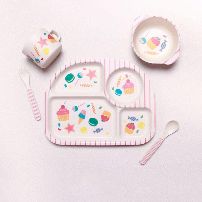 Maliben | Baby Dish Set With Cloud Design – Plate, Bowl, Cup & Cutlery For Children