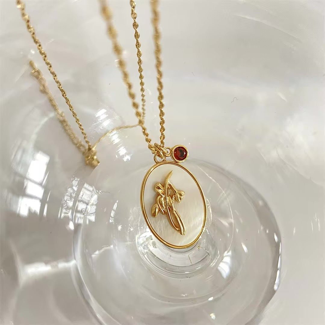 Maliben | 14k Dainty Birth Month Stone & Flower Charm Necklace