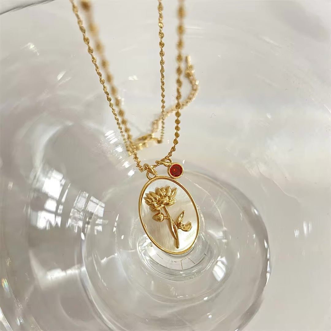 Maliben | 14k Dainty Birth Month Stone & Flower Charm Necklace