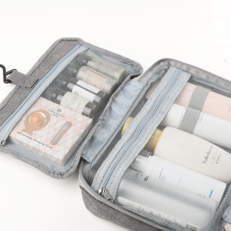 Maliben | Travelique Travel Cosmetic Organizer | Compact & Water-Repellent | With 4 Compartments & 360° Hook | For Women & Men