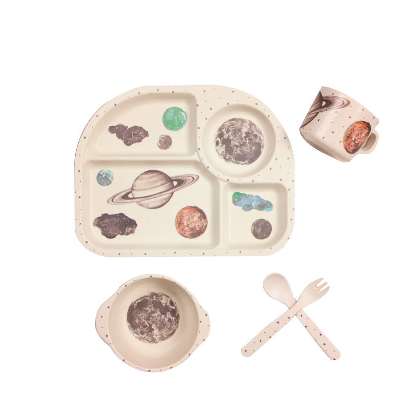 Maliben | Baby Dish Set With Cloud Design – Plate, Bowl, Cup & Cutlery For Children
