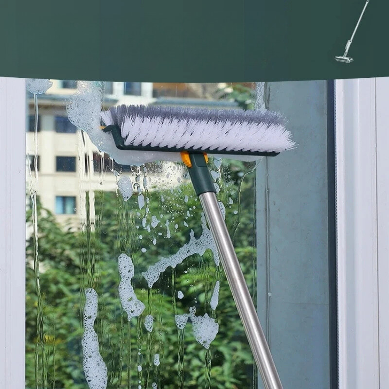 Maliben | Glazora Duobrush CleanIng Brush | 2-in-1 For Floors & Windows | With Swivel Head & Telescopic Handle | Effortless Cleanliness