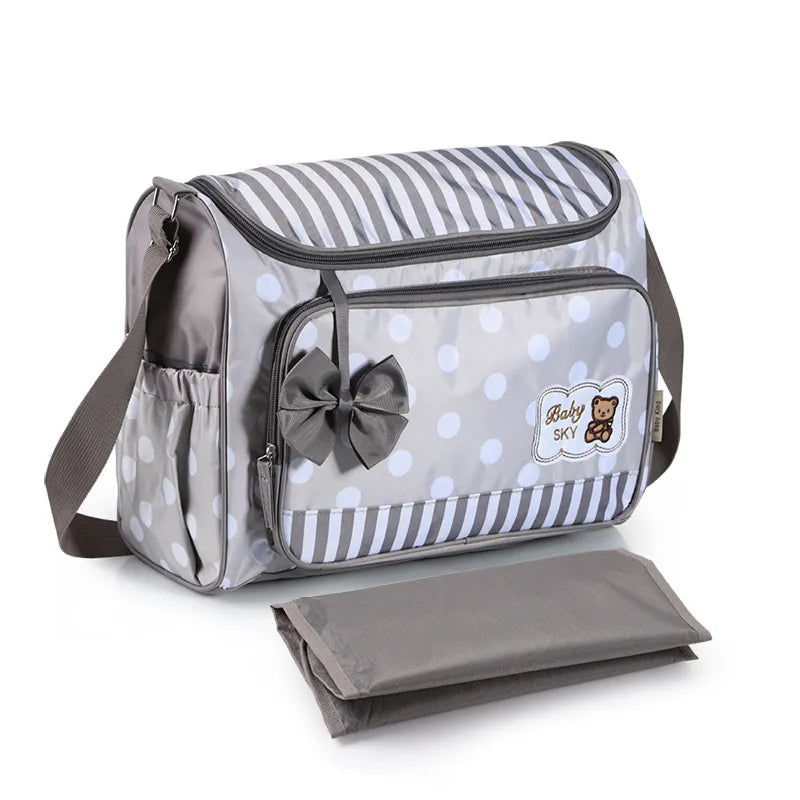 Maliben | Baby Changing Bag Blue With Changing Mat And Bottle Holder