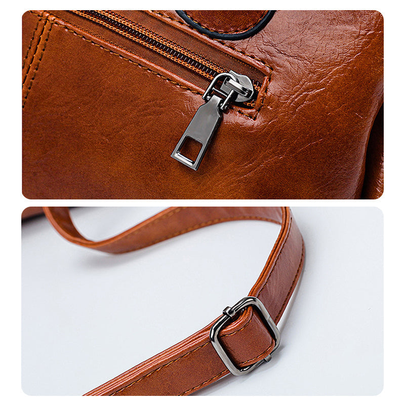 Maliben | New HandBags Made Of Oil Wax Leather Boston, Large Tote bag Made Of Soft Leather
