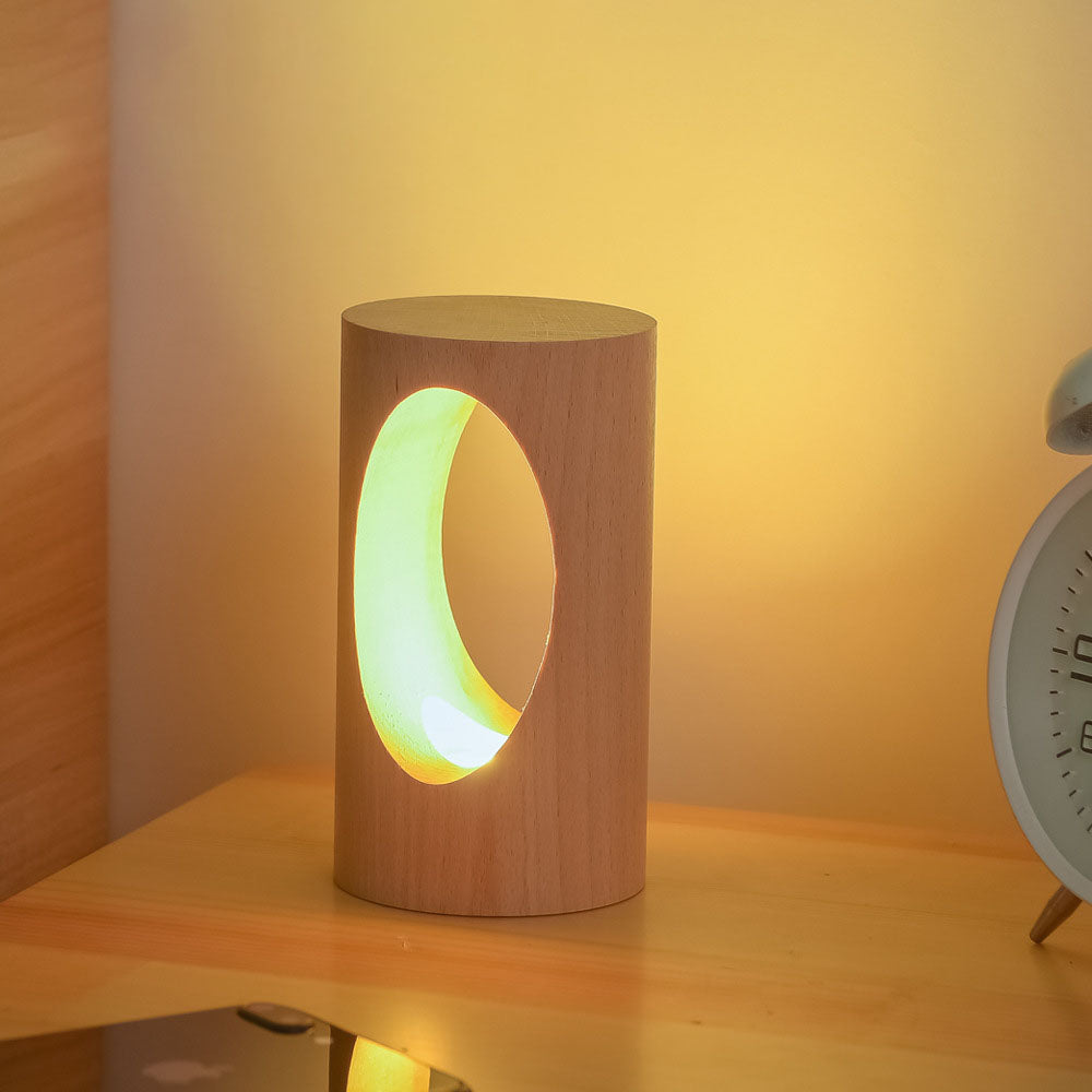 Maliben | Japanese Solid Wood Rectangular Column Led Night Lamp Usb Table Lamp