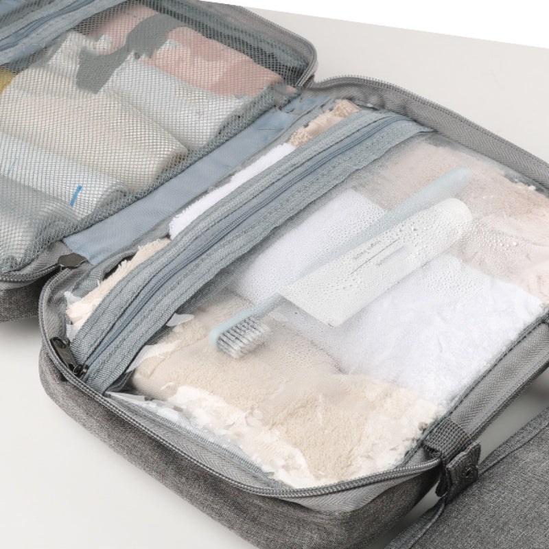 Maliben | Travelique Travel Cosmetic Organizer | Compact & Water-Repellent | With 4 Compartments & 360° Hook | For Women & Men