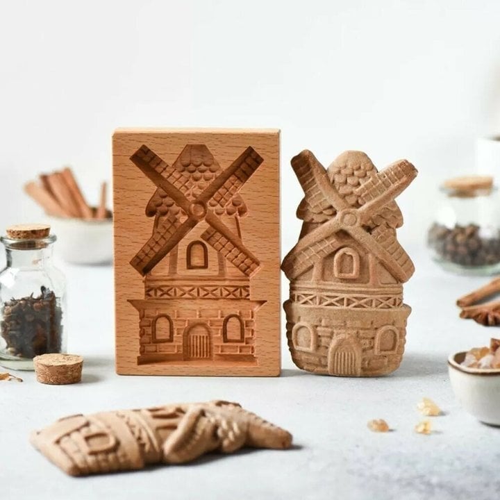 Maliben | Wooden Cookie Mold Set | Engraved Pastry Stamps | Gingerbread & Biscuit Press