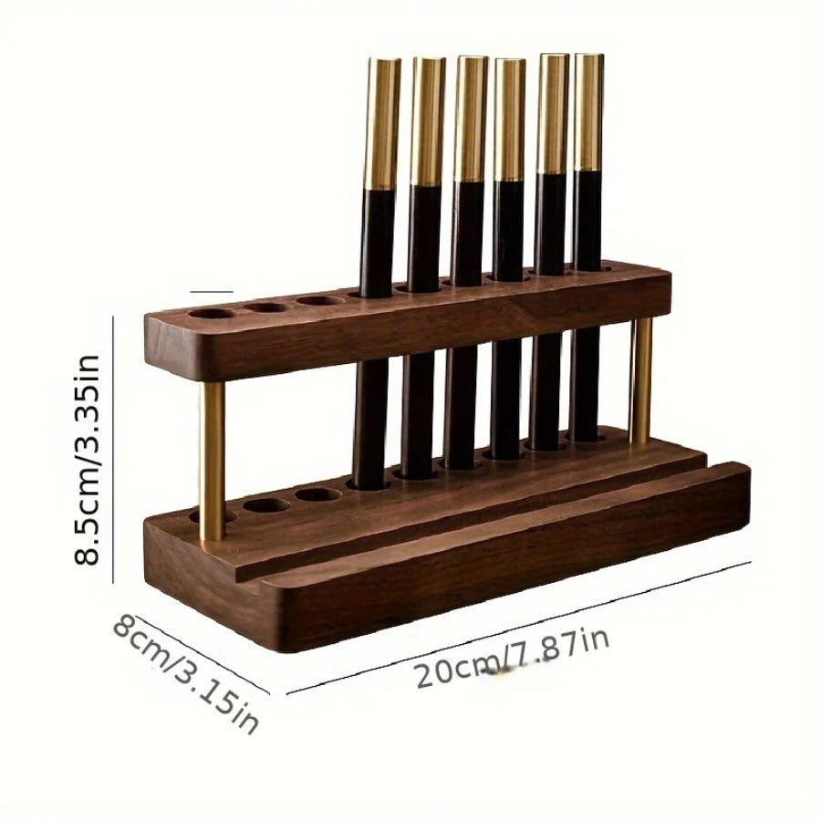 Maliben | Luxury Desk Organizer Made Of Solid Walnut – With Brass-Colored Accents