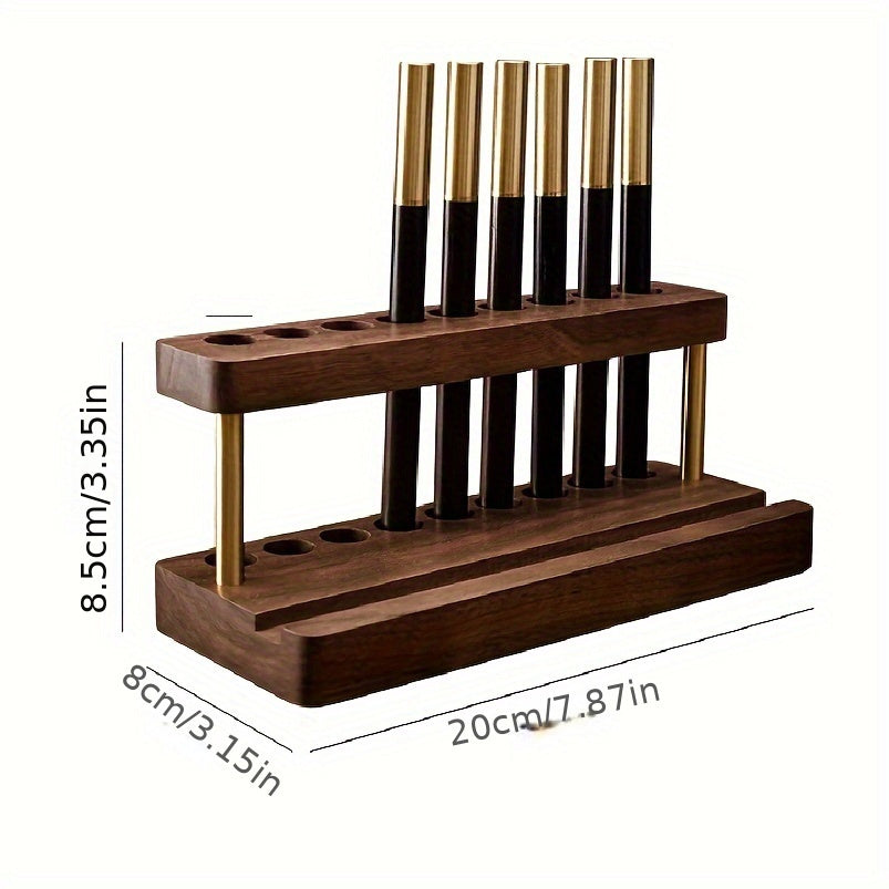 Maliben | Luxury Desk Organizer Made Of Solid Walnut – With Brass-Colored Accents
