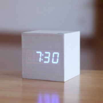 Led Wooden Clock Luminous Sound Control Electronic Alarm Clock Desktop Alarm Clock
